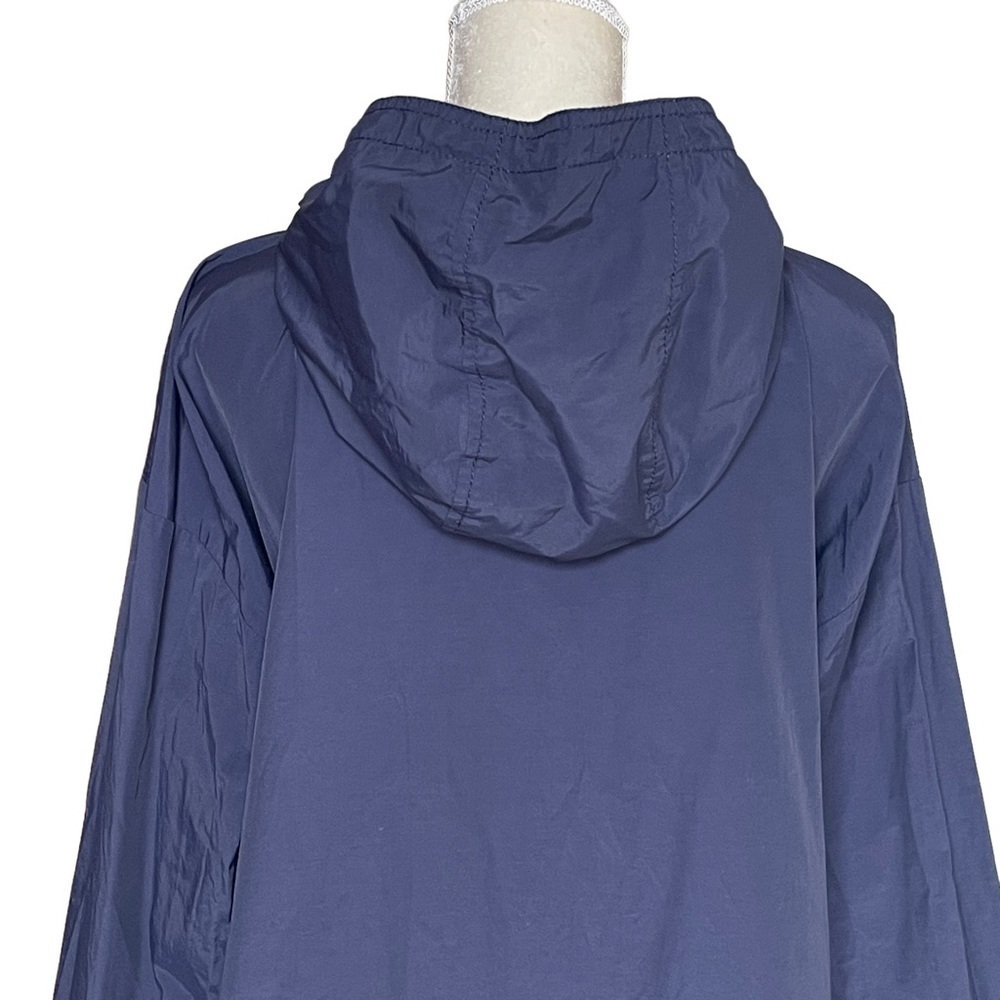 Eileen Fisher Women’s Lightweight Rain Jacket Blue Hooded Zip Snap Pockes - Picture 5 of 8